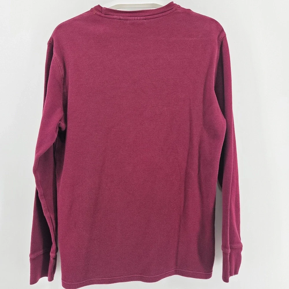 Polo Ralph Lauren Waffle‎ Knit Shirt Mens Medium M Burgundy Thermal Pullover